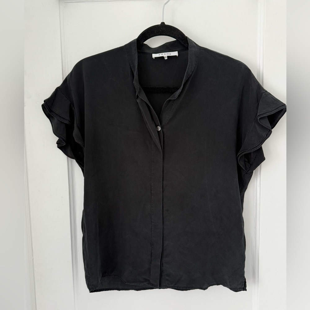 Frame Denim - 100% Silk Black Button Down Blouse - Size S
